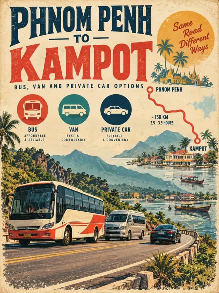 Phnom Penh to Kampot Bus Van and Private Car Options