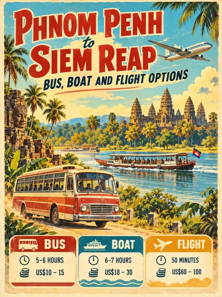 Phnom Penh to Siem Reap Bus Boat and Flight Options