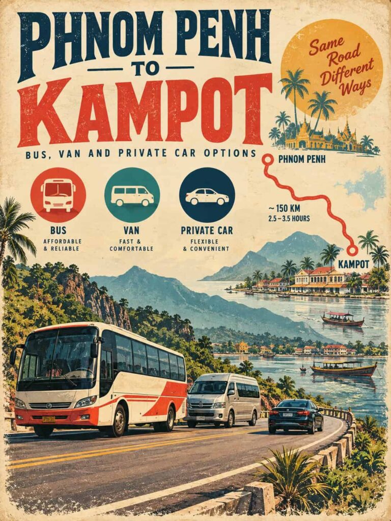 Phnom Penh to Kampot Bus Van and Private Car Options